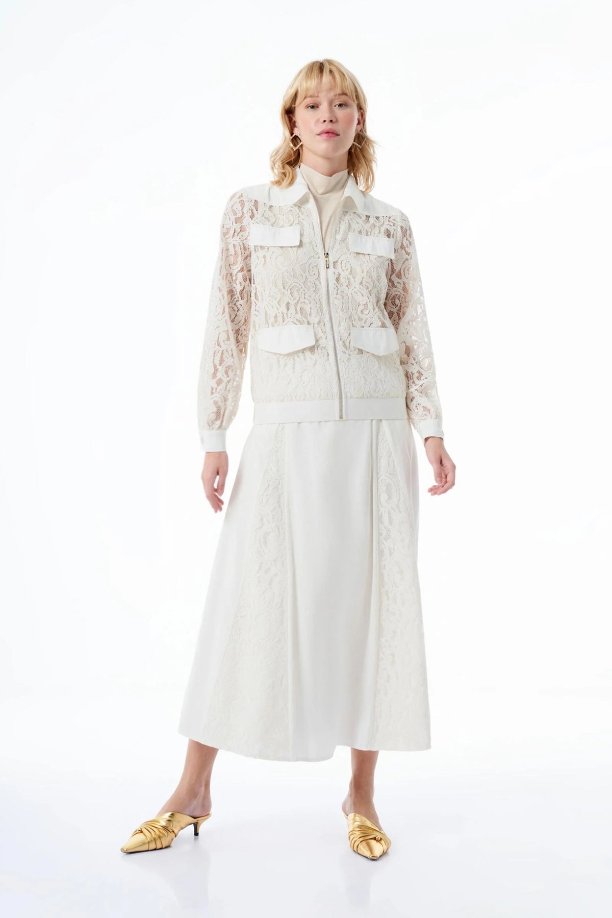ZMS Lace Jacket Set Ecru
